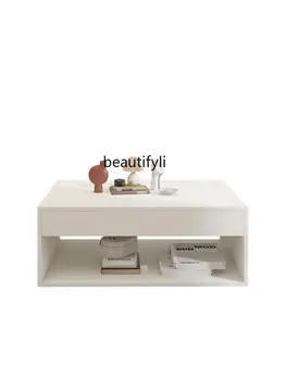 Квадратный журнальный столик, Современный свет в гостиной, Роскошный Итальянский минималистичный журнальный столик, Комбинация шкафов для телевизора